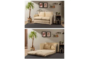 2-sits bäddsoffa Rubby (128 x 70 x 66 cm) Grädde - Grädde - Möbler - Soffa - Bäddsoffa - 2 sits bäddsoffa