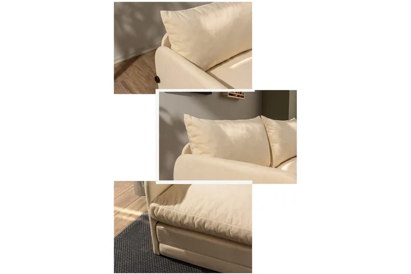 2-sits bäddsoffa Rubby (128 x 70 x 66 cm) Grädde - Grädde - Möbler - Soffa - Bäddsoffa - 2 sits bäddsoffa
