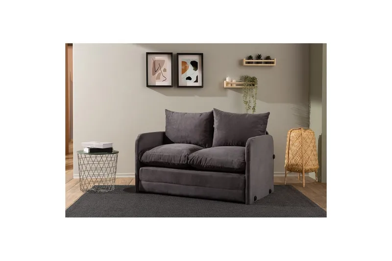 2-sits bäddsoffa Rubby (128 x 70 x 66 cm) Grå - Grå - Möbler - Soffa - Bäddsoffa - 2 sits bäddsoffa