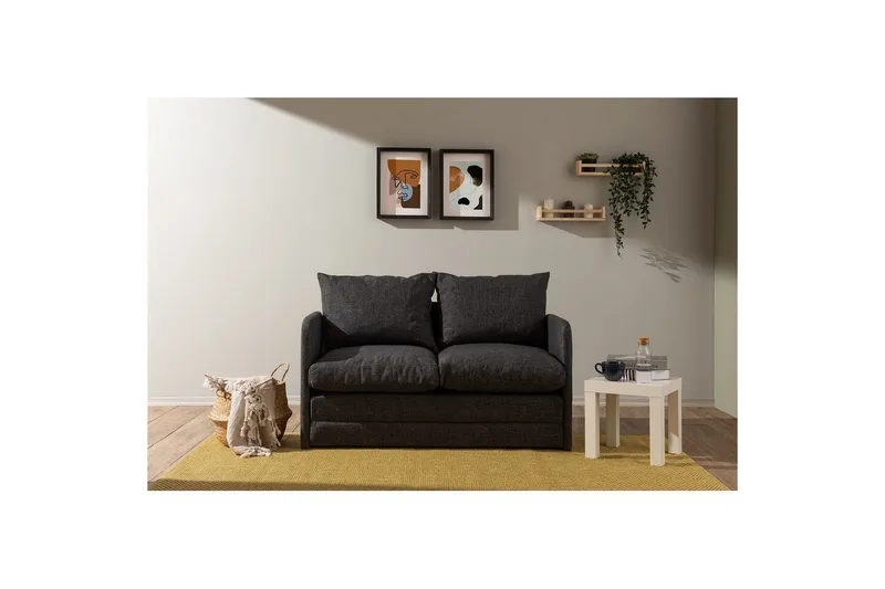 2-sits bäddsoffa Rubby (128 x 70 x 66 cm) Mörkgrå - Mörkgrå - Möbler - Soffa - Bäddsoffa - 2 sits bäddsoffa