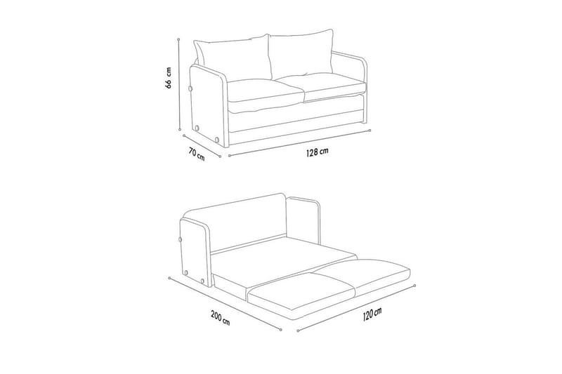 2-sits bäddsoffa Rubby (128 x 70 x 66 cm) Petrolgrön - Petrolgrön - Möbler - Soffa - Bäddsoffa - 2 sits bäddsoffa