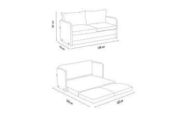 2-sits bäddsoffa Rubby (148 x 70 x 66 cm) Ljusgrå - Ljusgrå - Möbler - Soffa - Bäddsoffa - 2 sits bäddsoffa
