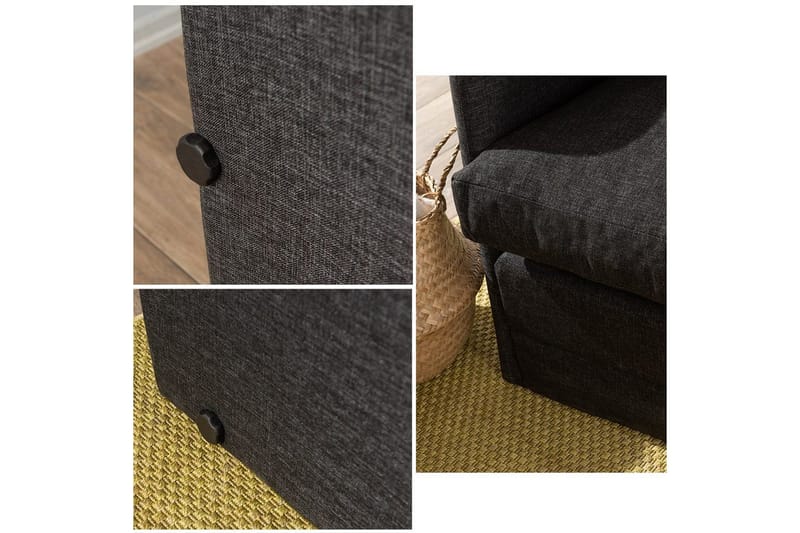 2-sits bäddsoffa Rubby (148 x 70 x 66 cm) Mörkgrå - Mörkgrå - Möbler - Soffa - Bäddsoffa - 2 sits bäddsoffa