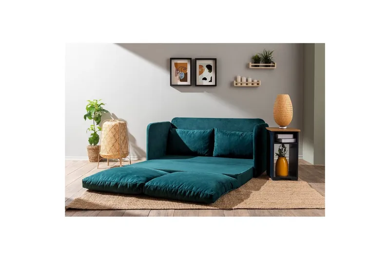 2-sits bäddsoffa Rubby (148 x 70 x 66 cm) Petrolgrön - Petrolgrön - Möbler - Soffa - Bäddsoffa - 2 sits bäddsoffa