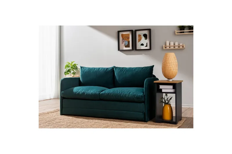 2-sits bäddsoffa Rubby (148 x 70 x 66 cm) Petrolgrön - Petrolgrön - Möbler - Soffa - Bäddsoffa - 2 sits bäddsoffa