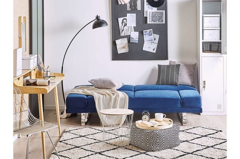 Selekk Fällbar 2-sits Bäddsoffa 105x192 cm i Sammet - Blå - Möbler - Soffa - Bäddsoffa - 2 sits bäddsoffa