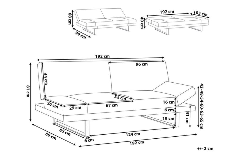 Selekk Fällbar 2-sits Bäddsoffa 105x192 cm i Sammet - Blå - Möbler - Soffa - Bäddsoffa - 2 sits bäddsoffa