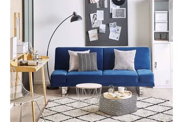 Selekk Fällbar 2-sits Bäddsoffa 105x192 cm i Sammet - Blå - Möbler - Soffa - Bäddsoffa - 2 sits bäddsoffa