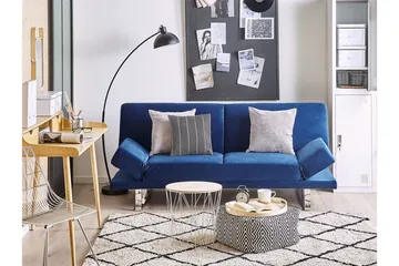 Selekk Fällbar 2-sits Bäddsoffa 105x192 cm i Sammet - Blå - Möbler - Soffa - Bäddsoffa - 2 sits bäddsoffa