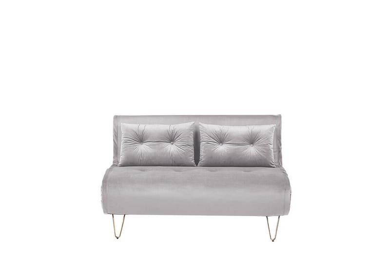 Soffa 2-sits sammet grå VESTFOLD - Grå - Möbler - Soffa - Bäddsoffa - 2 sits bäddsoffa