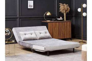 Soffa 2-sits sammet grå VESTFOLD - Grå - Möbler - Soffa - Bäddsoffa - 2 sits bäddsoffa