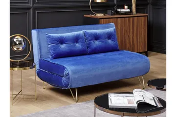 Soffa 2-sits sammet marinblå VESTFOLD - Blå - Möbler - Soffa - Bäddsoffa - 2 sits bäddsoffa