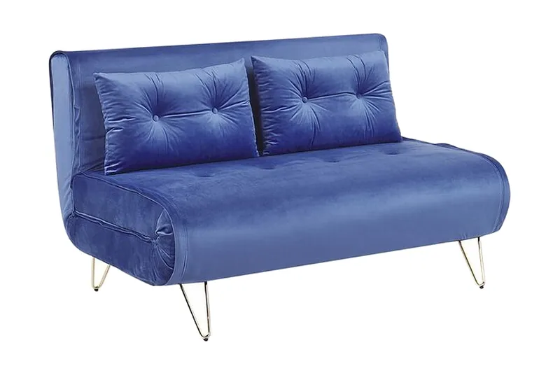 Soffa 2-sits sammet marinblå VESTFOLD - Blå - Möbler - Soffa - Bäddsoffa - 2 sits bäddsoffa