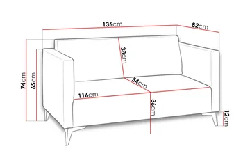 Szafir 2-sits Soffa 82x136 cm - Gul - Möbler - Soffa - Sammetssoffa