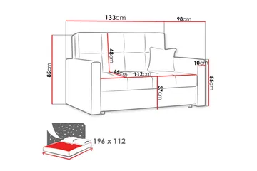 Viva Bäddsoffa 133x100x85 cm - Grå - Möbler - Soffa - Bäddsoffa - 2 sits bäddsoffa