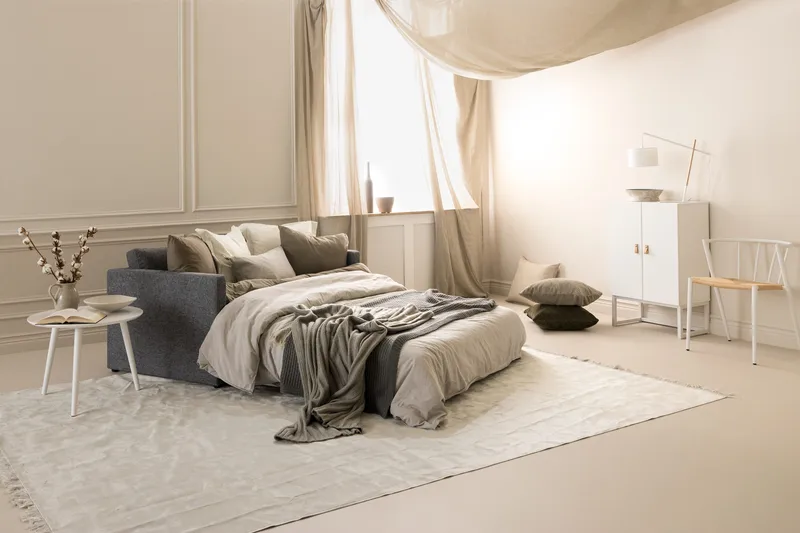 Willhelm Liten Bäddsoffa 2-sits 160 cm Bred - Grå / Ljusgrå - Möbler - Soffa - Bäddsoffa - 2 sits bäddsoffa