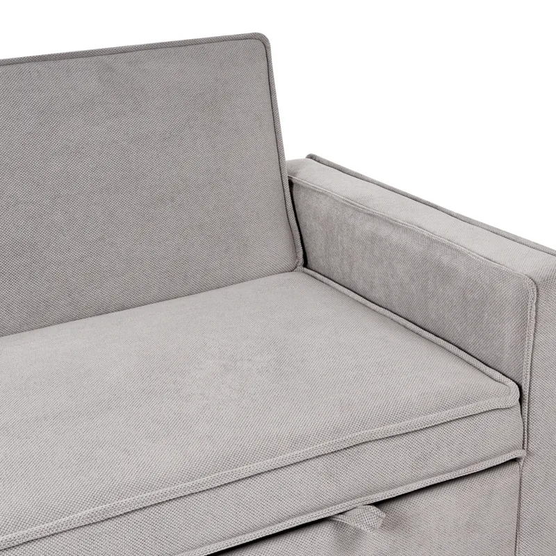 2-sits Framåtbäddad Utdragbar Bäddsoffa 137x179 cm med Hjul i Tyg - Grå - Möbler - Soffa - Bäddsoffa - 2 sits bäddsoffa