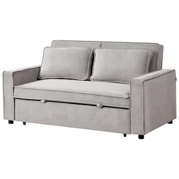 2-sits Framåtbäddad Utdragbar Bäddsoffa 137x179 cm med Hjul i Tyg - Grå - Möbler - Soffa - Bäddsoffa - 2 sits bäddsoffa