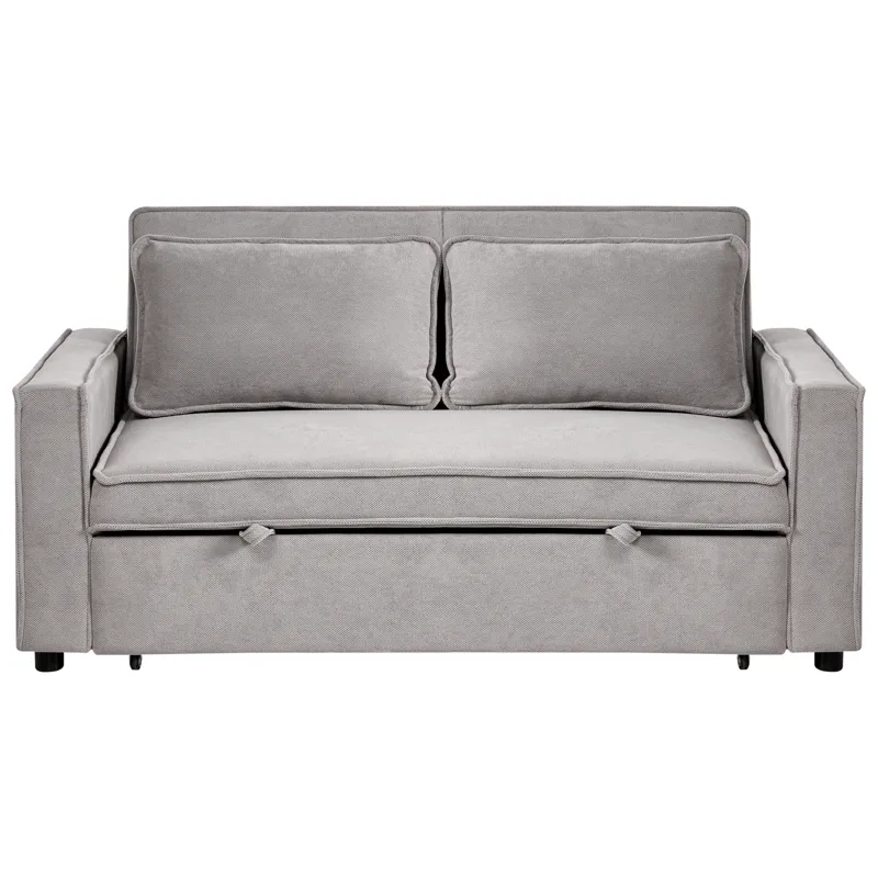 2-sits Framåtbäddad Utdragbar Bäddsoffa 137x179 cm med Hjul i Tyg, Grå