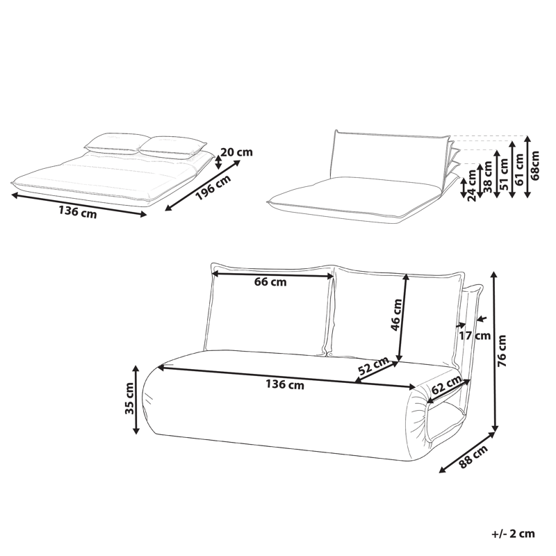 2-sits soffa Roros - Off-White - Möbler - Soffa - Bäddsoffa - 2 sits bäddsoffa
