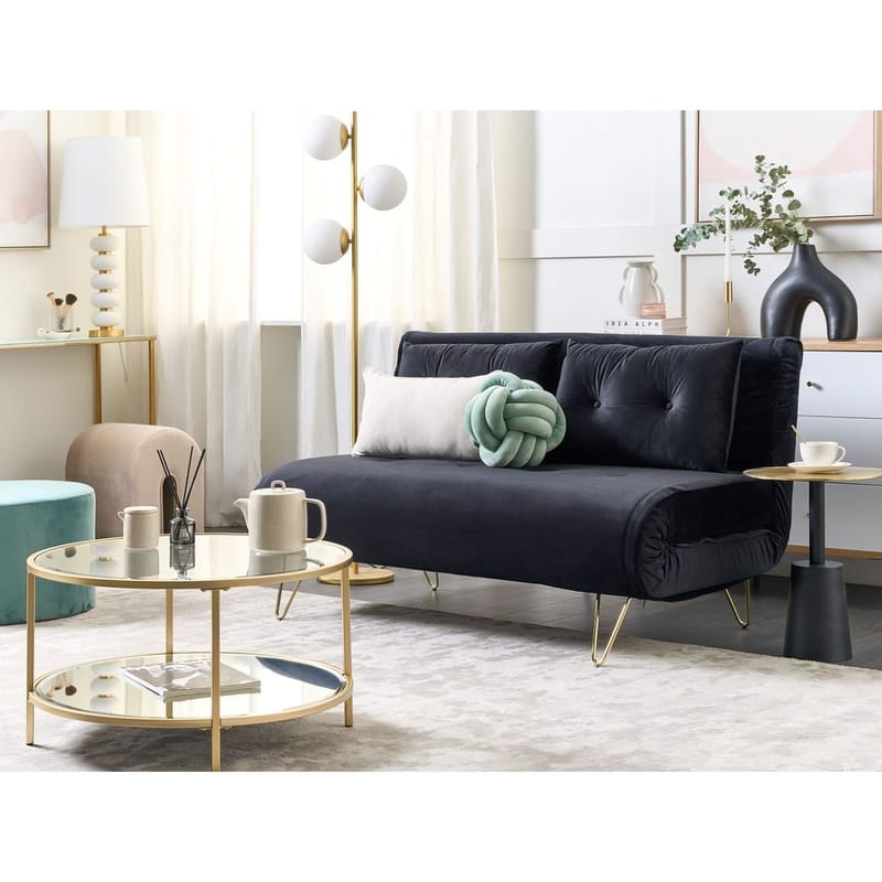 2-sits soffa Vestfold - Svart, guld - Möbler - Soffa - Sammetssoffa