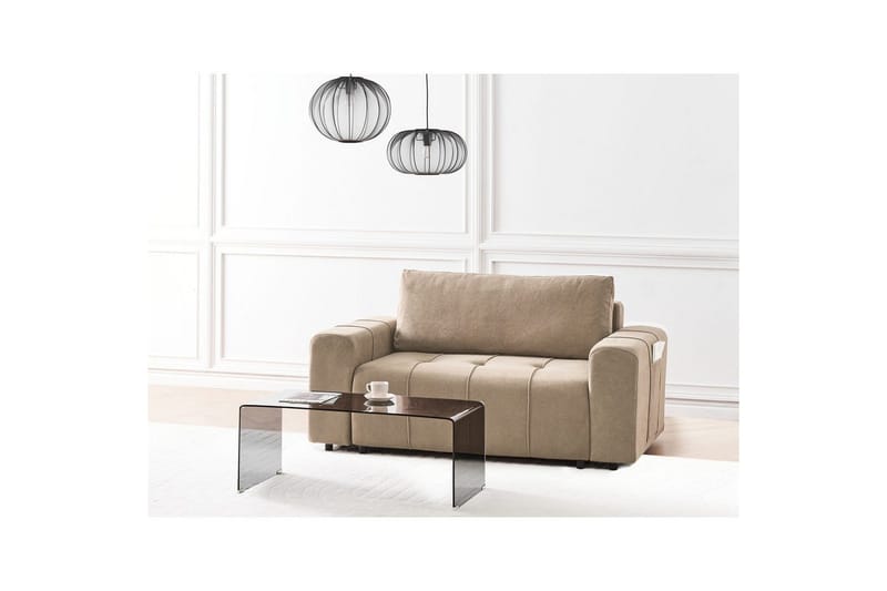 2-sitssoffa Innvik - Brun, 121x156 cm - Möbler - Soffa - Bäddsoffa - 2 sits bäddsoffa