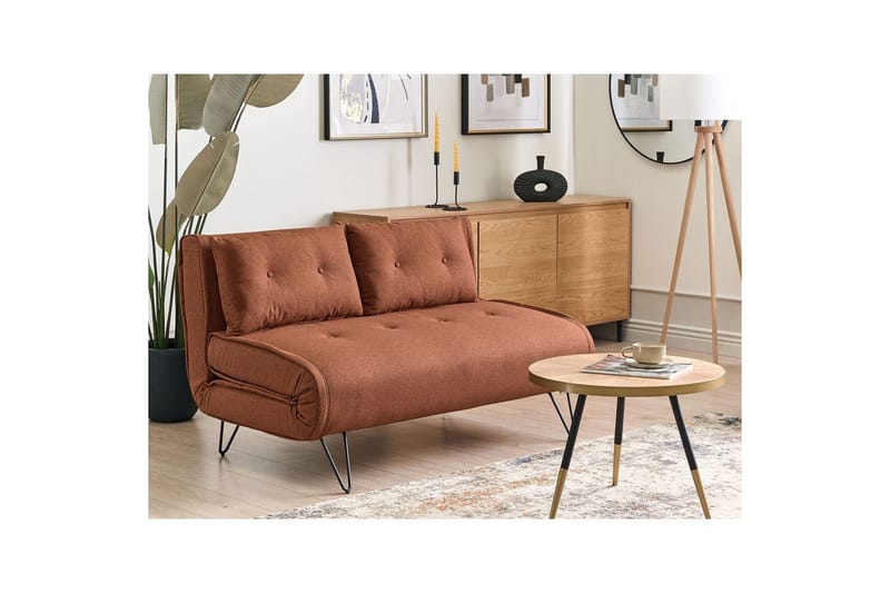 2-sitssoffa Vestfold Orange, Svart - Orange, Svart - Möbler - Soffa - Bäddsoffa - 2 sits bäddsoffa