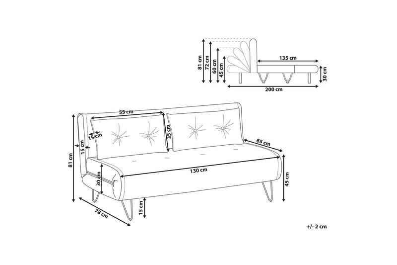 2-sitssoffa Vestfold Orange, Svart - Orange, Svart - Möbler - Soffa - Bäddsoffa - 2 sits bäddsoffa