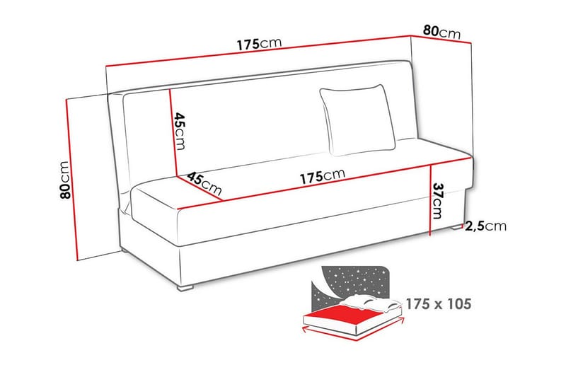 3-sits Bäddsoffa Denegal - 3 sits bäddsoffa