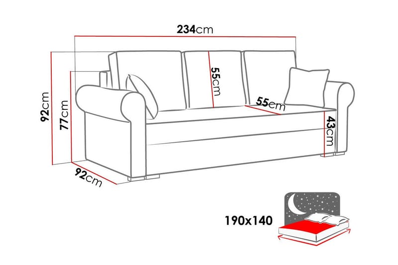 3-sits Bäddsoffa Denegal - 3 sits bäddsoffa