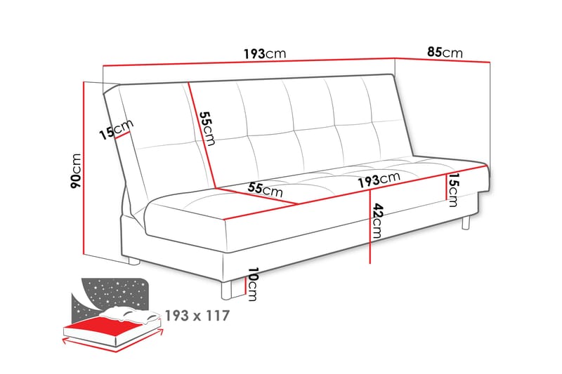 3-sits Bäddsoffa Denegal - Möbler - Soffa - Bäddsoffa - 3 sits bäddsoffa