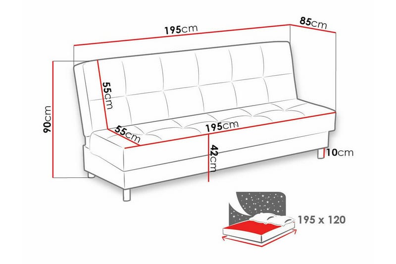 3-sits Bäddsoffa Denegal - 3 sits bäddsoffa