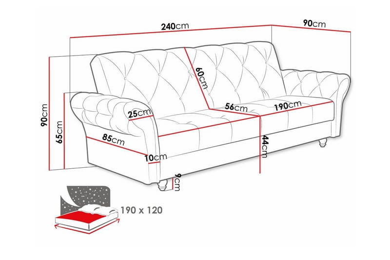 3-sits Bäddsoffa Denegal - 3 sits bäddsoffa