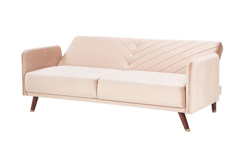 3-sits Bäddsoffa Kadeja - Sammet/Beige - Möbler - Soffa - Bäddsoffa - 3 sits bäddsoffa
