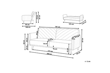 3-sits Bäddsoffa Kadeja - Sammet/Beige - Möbler - Soffa - Bäddsoffa - 3 sits bäddsoffa