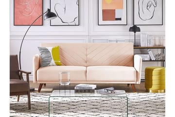 3-sits Bäddsoffa Kadeja - Sammet/Beige - Möbler - Soffa - Bäddsoffa - 3 sits bäddsoffa