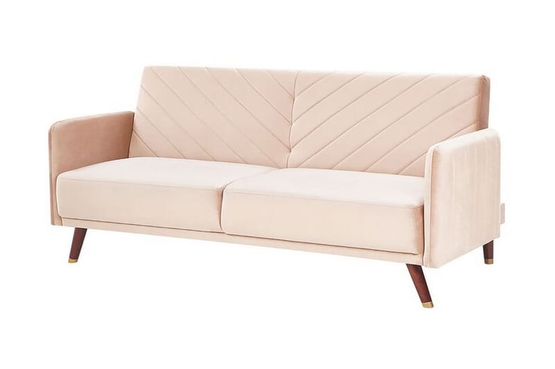 3-sits Bäddsoffa Kadeja - Sammet/Beige - Möbler - Soffa - Bäddsoffa - 3 sits bäddsoffa