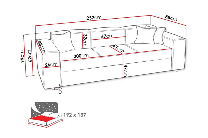 3-sits Bäddsoffa Knocklong - Möbler - Soffa - Bäddsoffa - 3 sits bäddsoffa