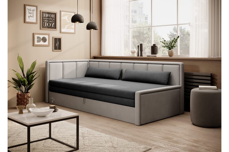 3-sits Bäddsoffa Mansuri med Förvaring - Ljusgrå - Möbler - Soffa - Bäddsoffa - 3 sits bäddsoffa