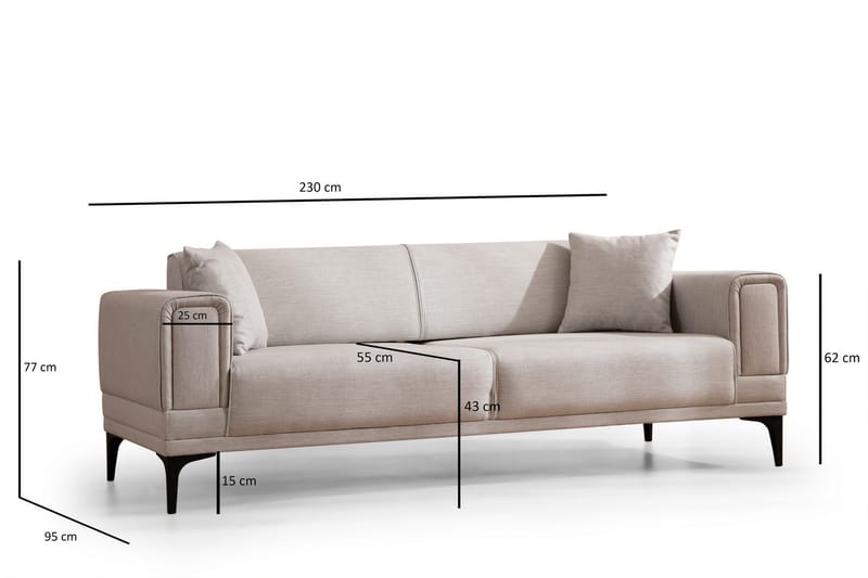 3-sits Bäddsoffa Naoko - Beige - Möbler - Soffa - Bäddsoffa - 3 sits bäddsoffa