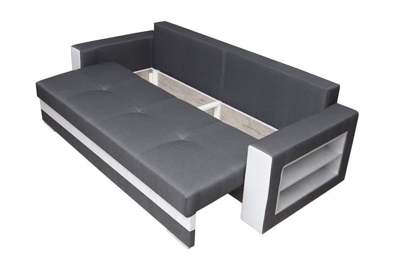 3-sits Bäddsoffa Rektangulär 236 cm med Förvaring i Tyg - Antracit - Möbler - Soffa - Bäddsoffa - 3 sits bäddsoffa