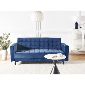 3-sits Bäddsoffa Aberdeen - Blå, Svart/Sammet - Möbler - Soffa - Bäddsoffa - 3 sits bäddsoffa