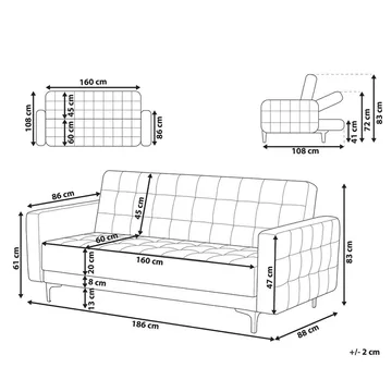 3-sits Bäddsoffa Aberdeen - Blå, Svart/Sammet - Möbler - Soffa - Bäddsoffa - 3 sits bäddsoffa