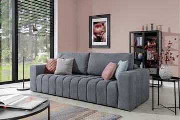 Alazaro 3-sits Bäddsoffa - Grå - Möbler - Soffa - Bäddsoffa - 3 sits bäddsoffa