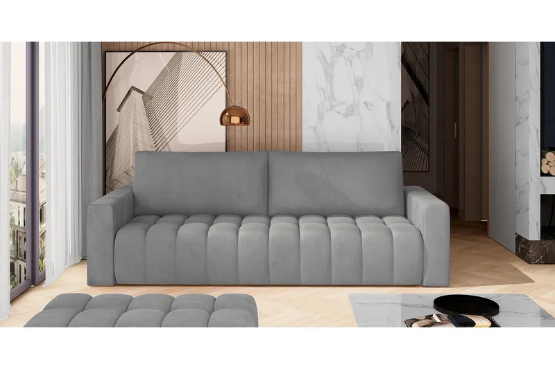 Alazaro 3-sits Bäddsoffa - Grå - Möbler - Soffa - Bäddsoffa - 3 sits bäddsoffa