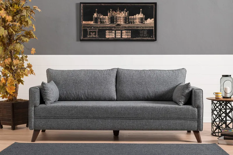 Antigua 3-sits Längsbäddad Bäddsoffa 150x190 cm i Tyg - Grå - Möbler - Soffa - Bäddsoffa - 3 sits bäddsoffa