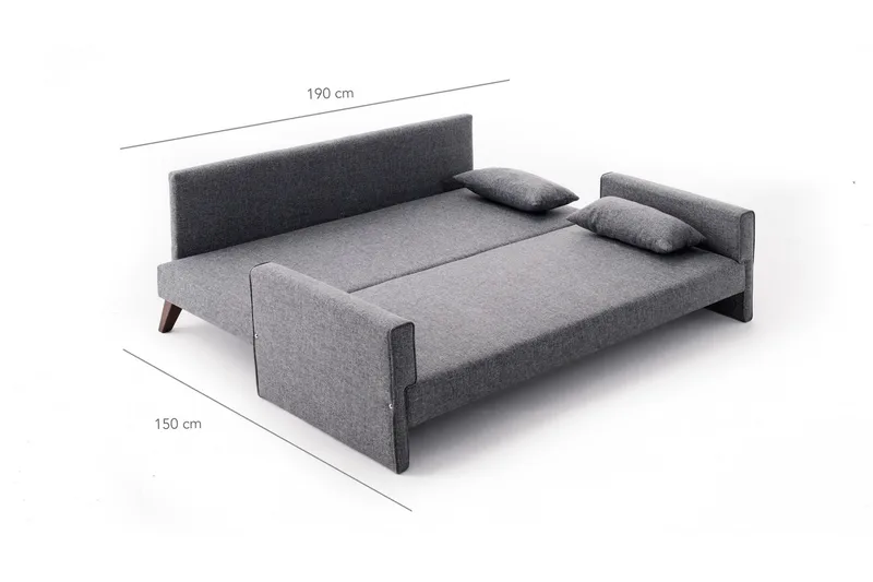 Antigua 3-sits Längsbäddad Bäddsoffa 150x190 cm i Tyg - Grå - Möbler - Soffa - Bäddsoffa - 3 sits bäddsoffa