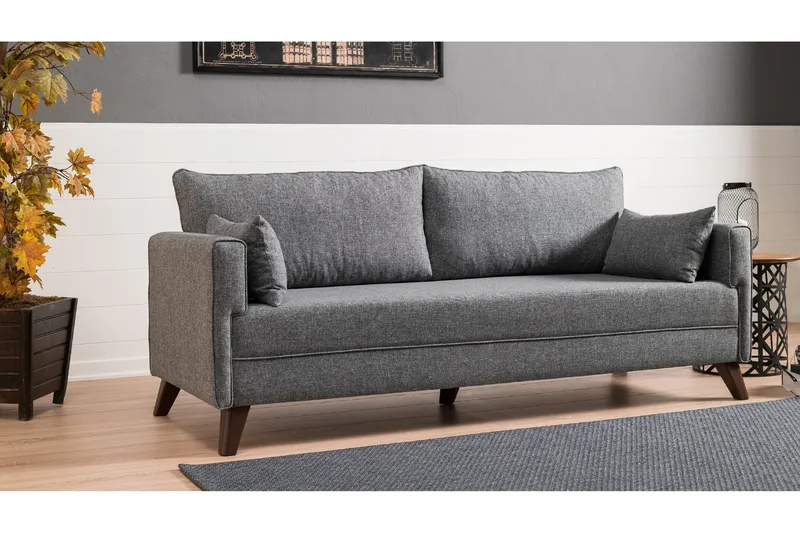 Antigua 3-sits Längsbäddad Bäddsoffa 150x190 cm i Tyg - Grå - Möbler - Soffa - Bäddsoffa - 3 sits bäddsoffa