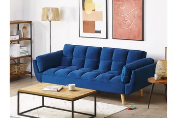 Asaby 3-sits Bäddsoffa - Sammet/Mörkblå - Möbler - Soffa - Bäddsoffa - 3 sits bäddsoffa