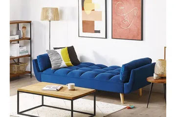 Asaby 3-sits Bäddsoffa - Sammet/Mörkblå - Möbler - Soffa - Bäddsoffa - 3 sits bäddsoffa